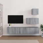 vidaXL Set dulapuri TV, 4 piese, gri sonoma, lemn prelucrat vidaXL Set dulapuri TV, 4 piese, gri sonoma, lemn prelucrat