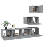 vidaXL Set dulapuri TV, 4 piese, gri sonoma, lemn prelucrat vidaXL Set dulapuri TV, 4 piese, gri sonoma, lemn prelucrat