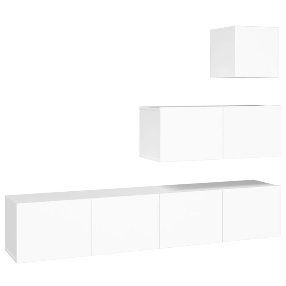 vidaXL Set dulap TV, 4 piese, alb, lemn prelucrat