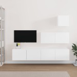 vidaXL Set dulap TV, 4 piese, alb, lemn prelucrat vidaXL Set dulap TV, 4 piese, alb, lemn prelucrat
