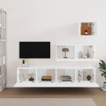 vidaXL Set dulap TV, 4 piese, alb, lemn prelucrat vidaXL Set dulap TV, 4 piese, alb, lemn prelucrat