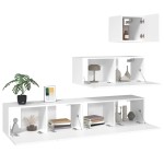vidaXL Set dulap TV, 4 piese, alb, lemn prelucrat vidaXL Set dulap TV, 4 piese, alb, lemn prelucrat