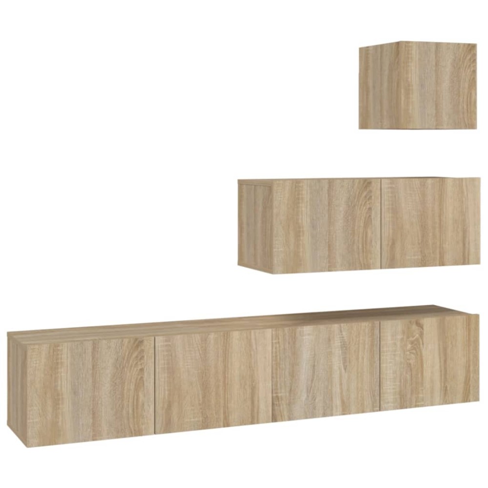 vidaXL Set dulap TV, 4 piese, stejar sonoma, lemn prelucrat