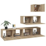 vidaXL Set dulap TV, 4 piese, stejar sonoma, lemn prelucrat vidaXL Set dulap TV, 4 piese, stejar sonoma, lemn prelucrat