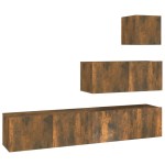 vidaXL Set dulapuri TV, 4 piese, stejar fumuriu, lemn prelucrat vidaXL Set dulapuri TV, 4 piese, stejar fumuriu, lemn prelucrat