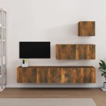 vidaXL Set dulapuri TV, 4 piese, stejar fumuriu, lemn prelucrat vidaXL Set dulapuri TV, 4 piese, stejar fumuriu, lemn prelucrat
