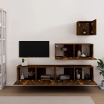 vidaXL Set dulapuri TV, 4 piese, stejar fumuriu, lemn prelucrat vidaXL Set dulapuri TV, 4 piese, stejar fumuriu, lemn prelucrat
