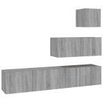 vidaXL Set dulapuri TV, 4 piese, gri sonoma, lemn prelucrat vidaXL Set dulapuri TV, 4 piese, gri sonoma, lemn prelucrat