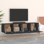 vidaXL Dulapuri TV de perete, 2 buc. negru 60x36,5x35 cm lemn compozit vidaXL Dulapuri TV de perete, 2 buc. negru 60x36,5x35 cm lemn compozit