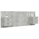 vidaXL Tăblie de pat cu dulapuri, gri beton, lemn prelucrat vidaXL Tăblie de pat cu dulapuri, gri beton, lemn prelucrat