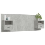 vidaXL Tăblie de pat cu dulapuri, gri beton, lemn prelucrat vidaXL Tăblie de pat cu dulapuri, gri beton, lemn prelucrat