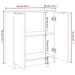 vidaXL Servante, 2 piese, alb, 60x30x70 cm, lemn prelucrat
