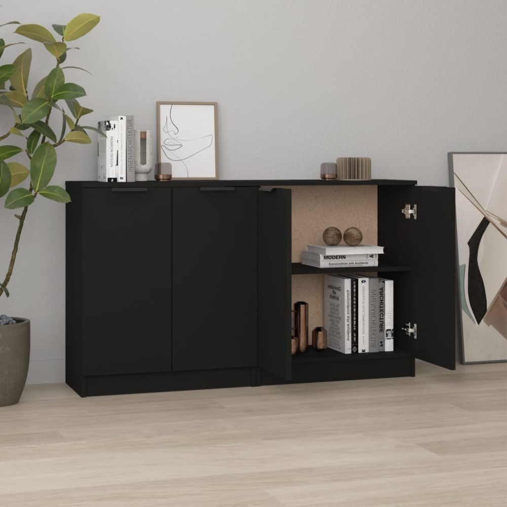 vidaXL Servante, 2 buc., negru, 60x30x70 cm, lemn compozit
