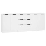 vidaXL Servante, 3 piese, alb, lemn prelucrat vidaXL Servante, 3 piese, alb, lemn prelucrat