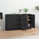 vidaXL Servante, 2 buc., negru, 60x30x70 cm, lemn compozit