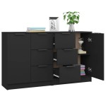 vidaXL Servante, 2 buc., negru, 60x30x70 cm, lemn compozit