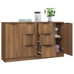 vidaXL Servante, 2 buc., stejar maro, 60x30x70 cm, lemn prelucrat