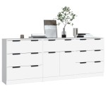 vidaXL Servante, 3 piese, alb, lemn prelucrat vidaXL Servante, 3 piese, alb, lemn prelucrat