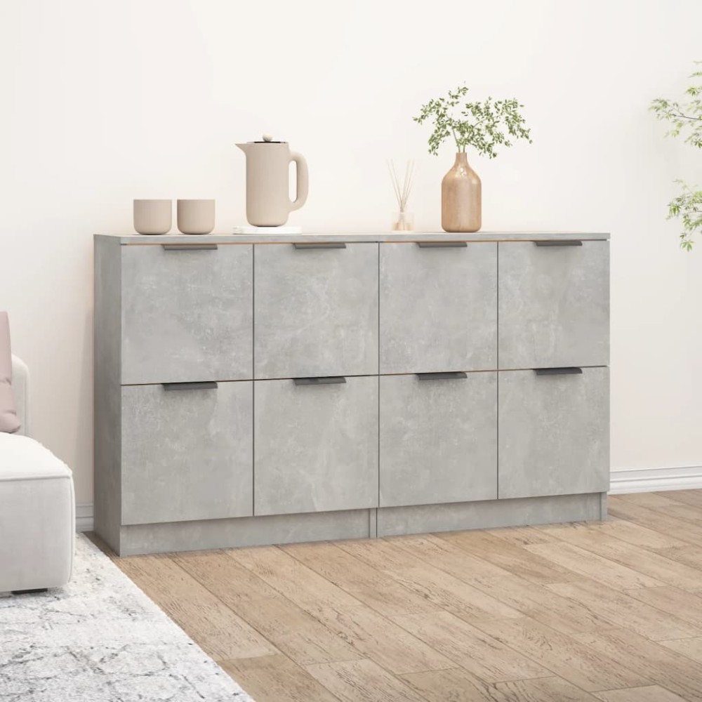vidaXL Servante, 2 piese, gri beton, 60x30x70 cm, lemn prelucrat