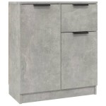vidaXL Servante, 2 piese, gri beton, 60x30x70 cm, lemn prelucrat