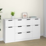 vidaXL Set servantă, 3 piese, alb, lemn prelucrat