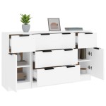 vidaXL Set servantă, 3 piese, alb, lemn prelucrat