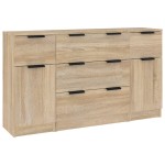 vidaXL Set servantă, 3 piese, stejar sonoma, lemn prelucrat vidaXL Set servantă, 3 piese, stejar sonoma, lemn prelucrat