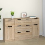 vidaXL Set servantă, 3 piese, stejar sonoma, lemn prelucrat vidaXL Set servantă, 3 piese, stejar sonoma, lemn prelucrat