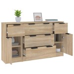 vidaXL Set servantă, 3 piese, stejar sonoma, lemn prelucrat vidaXL Set servantă, 3 piese, stejar sonoma, lemn prelucrat