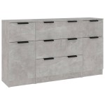 vidaXL Set servantă, 3 piese, gri beton, lemn prelucrat