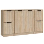 vidaXL Servante, 3 piese, stejar sonoma, lemn prelucrat