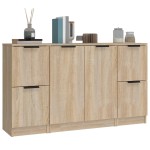 vidaXL Servante, 3 piese, stejar sonoma, lemn prelucrat