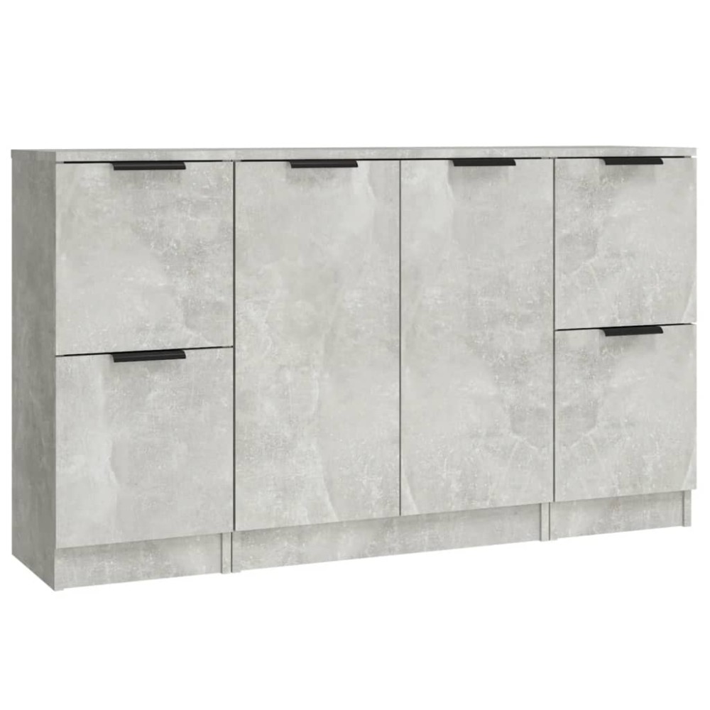 vidaXL Servante, 3 piese, gri beton, lemn prelucrat