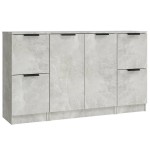 vidaXL Servante, 3 piese, gri beton, lemn prelucrat vidaXL Servante, 3 piese, gri beton, lemn prelucrat