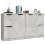 vidaXL Servante, 3 piese, gri beton, lemn prelucrat vidaXL Servante, 3 piese, gri beton, lemn prelucrat