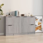 vidaXL Servantă, 3 buc., sonoma gri, lemn prelucrat vidaXL Servantă, 3 buc., sonoma gri, lemn prelucrat