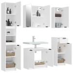 vidaXL Set dulapuri de baie, 5 piese, alb, lemn prelucrat vidaXL Set dulapuri de baie, 5 piese, alb, lemn prelucrat