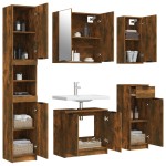 vidaXL Set dulapuri de baie, 5 piese, stejar afumat, lemn prelucrat vidaXL Set dulapuri de baie, 5 piese, stejar afumat, lemn prelucrat