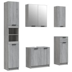vidaXL Set dulapuri de baie, 5 piese, gri sonoma, lemn prelucrat vidaXL Set dulapuri de baie, 5 piese, gri sonoma, lemn prelucrat