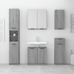 vidaXL Set dulapuri de baie, 5 piese, gri sonoma, lemn prelucrat vidaXL Set dulapuri de baie, 5 piese, gri sonoma, lemn prelucrat