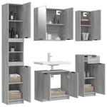 vidaXL Set dulapuri de baie, 5 piese, gri sonoma, lemn prelucrat vidaXL Set dulapuri de baie, 5 piese, gri sonoma, lemn prelucrat