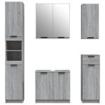 vidaXL Set dulapuri de baie, 5 piese, gri sonoma, lemn prelucrat vidaXL Set dulapuri de baie, 5 piese, gri sonoma, lemn prelucrat