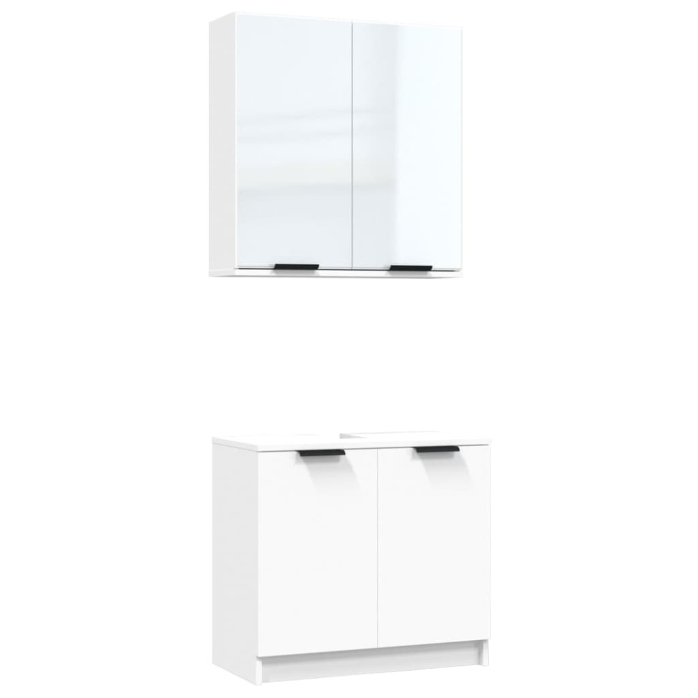 vidaXL Set dulapuri de baie, 2 piese, alb, lemn prelucrat