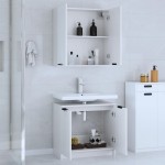 vidaXL Set dulapuri de baie, 2 piese, alb, lemn prelucrat vidaXL Set dulapuri de baie, 2 piese, alb, lemn prelucrat