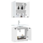 vidaXL Set dulapuri de baie, 2 piese, alb, lemn prelucrat vidaXL Set dulapuri de baie, 2 piese, alb, lemn prelucrat