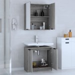 vidaXL Set dulapuri Baie, 2 piese, gri sonoma, lemn prelucrat vidaXL Set dulapuri Baie, 2 piese, gri sonoma, lemn prelucrat