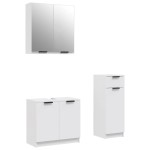 vidaXL Set dulapuri de baie, 3 piese, alb, lemn prelucrat vidaXL Set dulapuri de baie, 3 piese, alb, lemn prelucrat