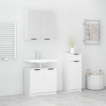 vidaXL Set dulapuri de baie, 3 piese, alb, lemn prelucrat vidaXL Set dulapuri de baie, 3 piese, alb, lemn prelucrat