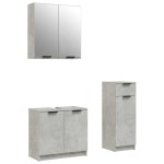 vidaXL Set dulapuri de baie, 3 piese, gri beton, lemn prelucrat