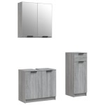 vidaXL Set dulapuri de baie, 3 piese, gri sonoma, lemn prelucrat vidaXL Set dulapuri de baie, 3 piese, gri sonoma, lemn prelucrat